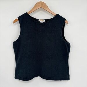 Talbots Petites Black Ruched Textured‎ Tank Top Women's Sz M